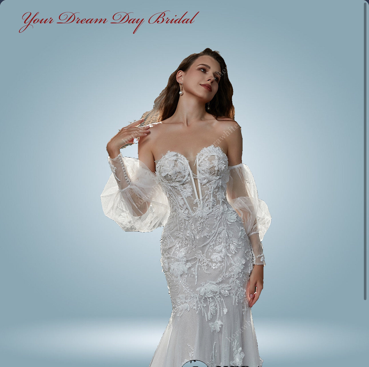 Sexy 3d Flowers Mermaid Wedding Gown