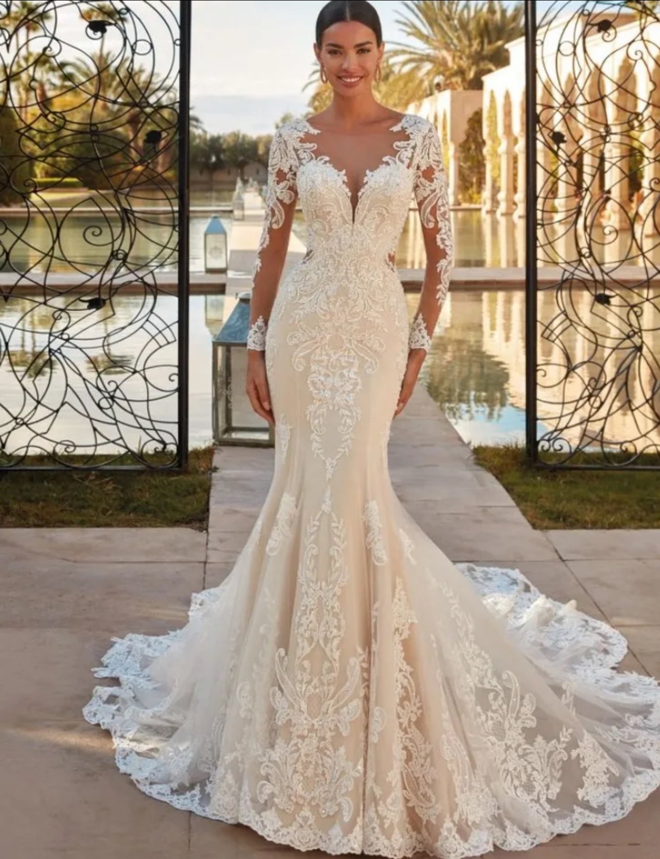 Be a Boho Beauty on Your Big Day with Our Long Sleeve Mermaid Wedding Gown