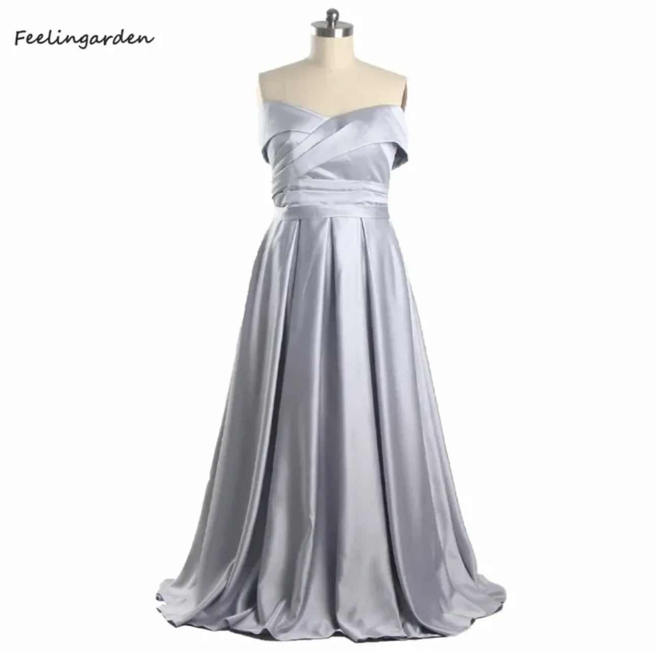 Elegance and Comfort: The Satin Off Shoulder Bridal Party Gown