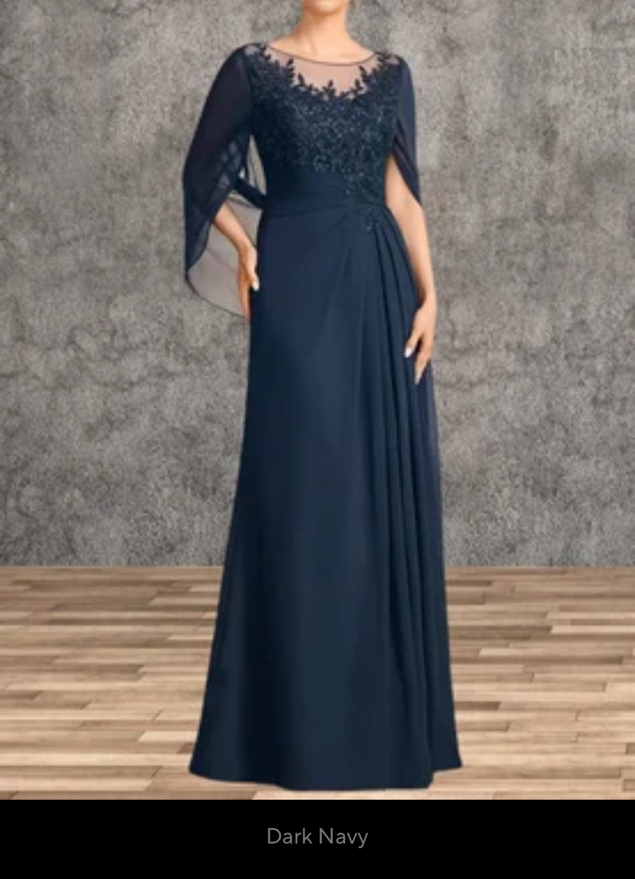 Sophisticated A-Line Ruched Chiffon & Beaded Lace Mother of the Bride Gown