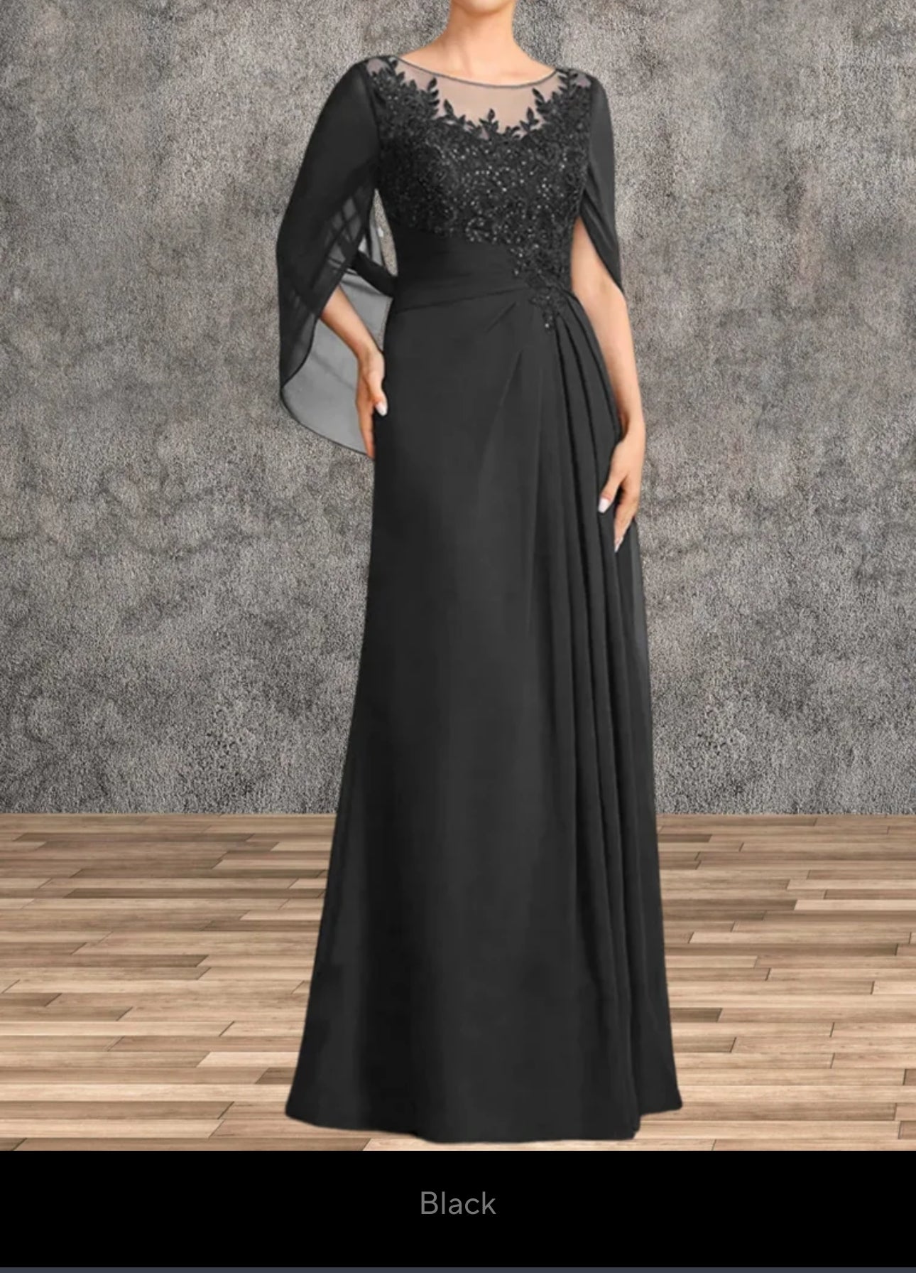 Sophisticated A-Line Ruched Chiffon & Beaded Lace Mother of the Bride Gown