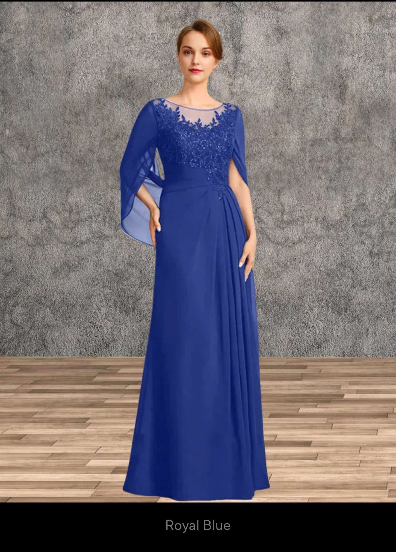 Sophisticated A-Line Ruched Chiffon & Beaded Lace Mother of the Bride Gown