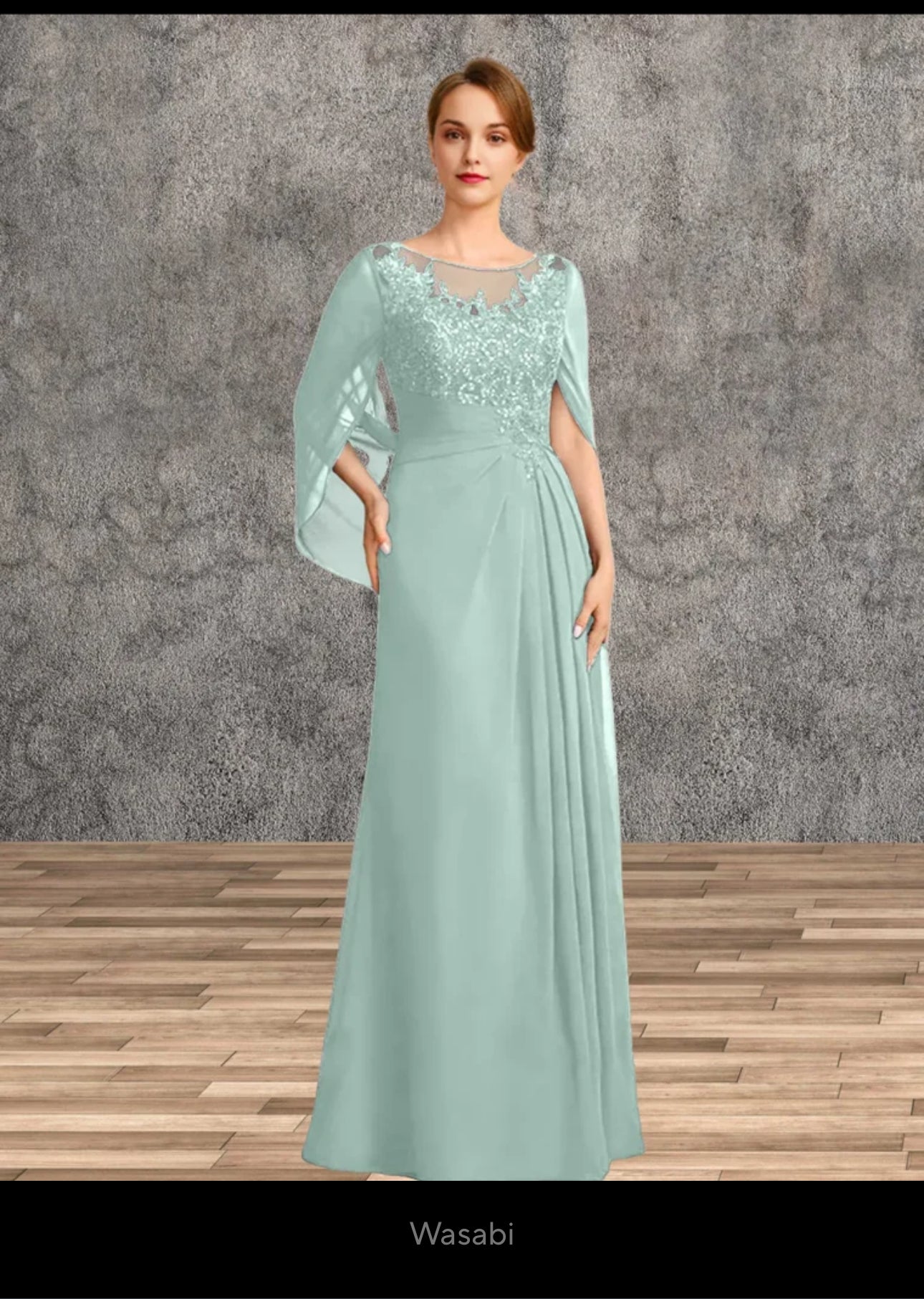 Sophisticated A-Line Ruched Chiffon & Beaded Lace Mother of the Bride Gown