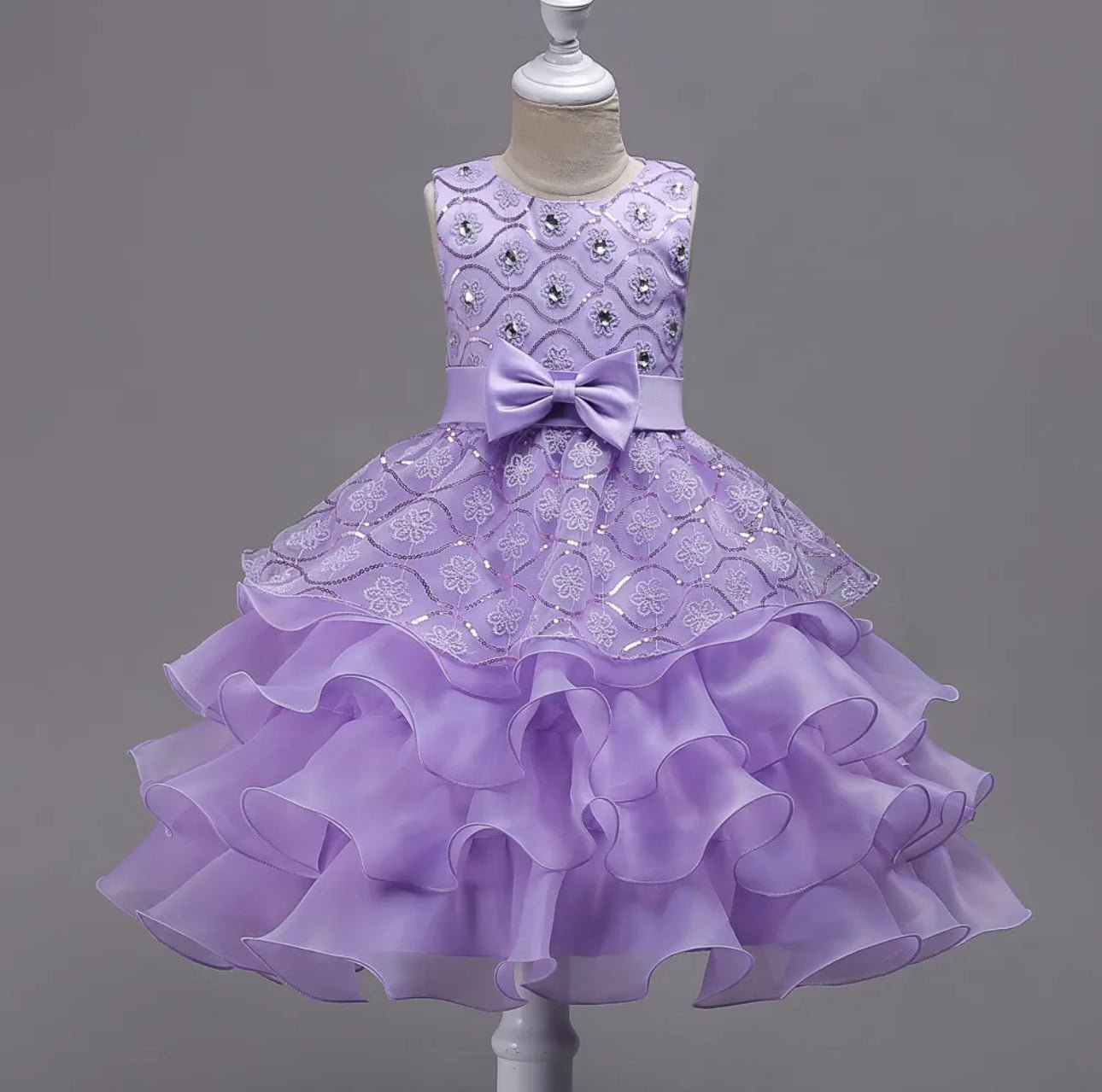 Below the Knee Chiffon and Sequin Flower Girl Dress - Your Dream Day Bridal