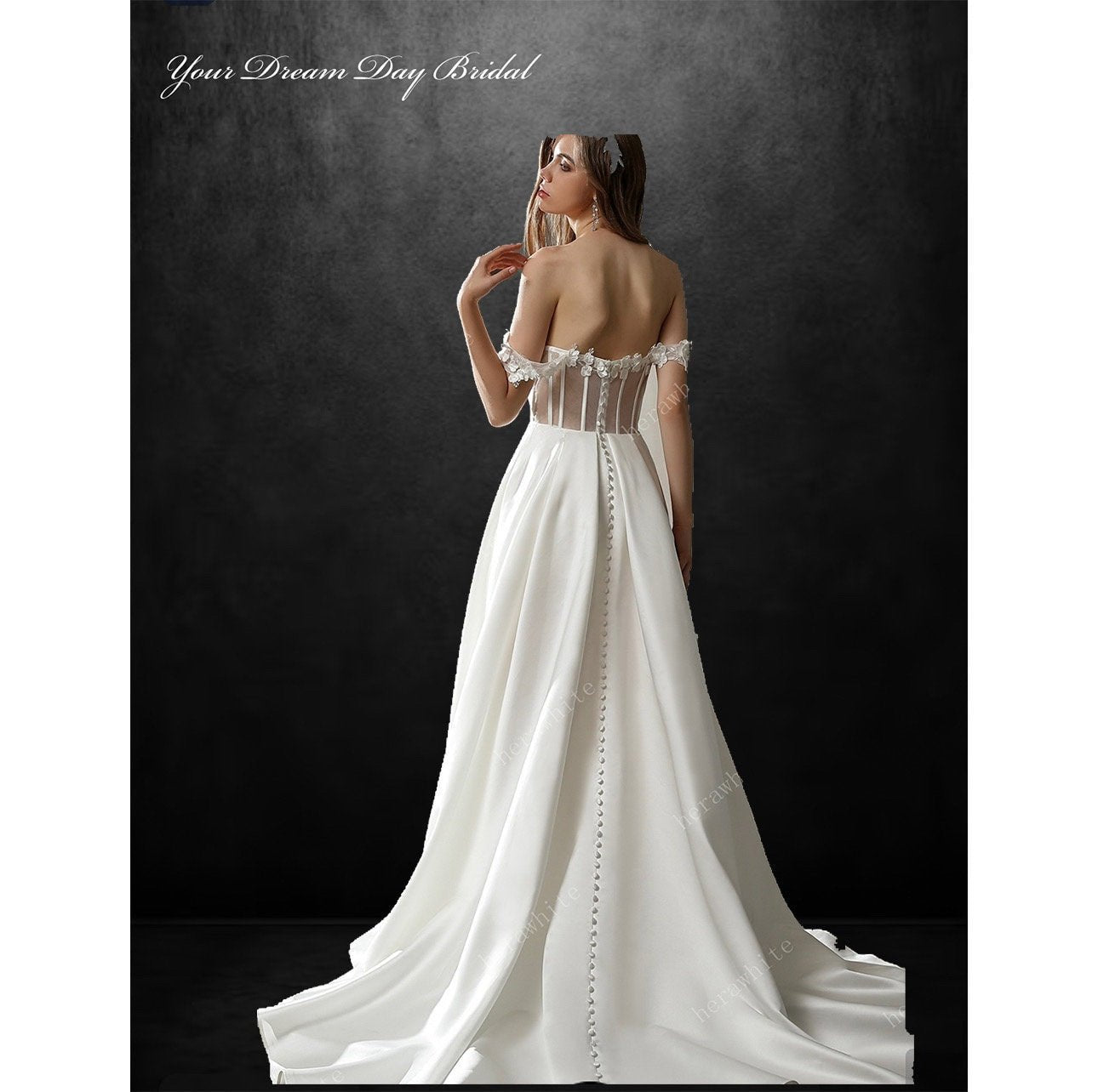 Elegance and Romance Combined: Sexy Satin 3d Flower Sweetheart Neckline ALine Wedding Gown - Your Dream Day Bridal