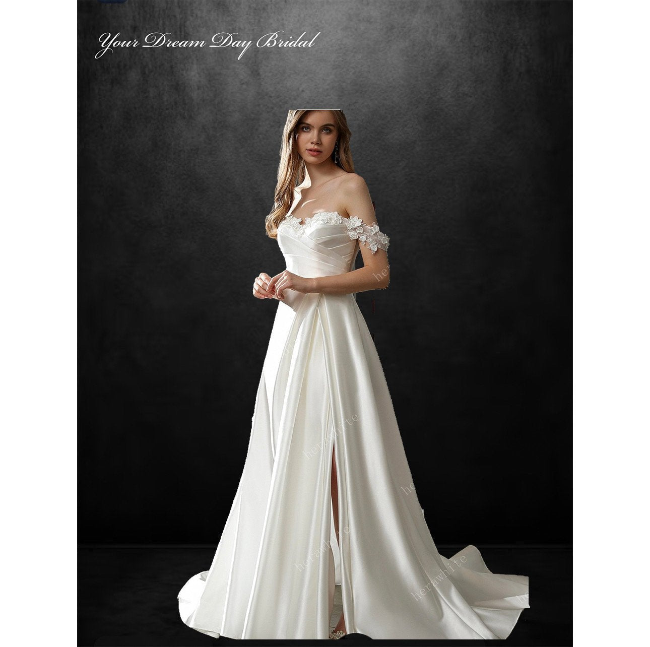 Elegance and Romance Combined: Sexy Satin 3d Flower Sweetheart Neckline ALine Wedding Gown - Your Dream Day Bridal