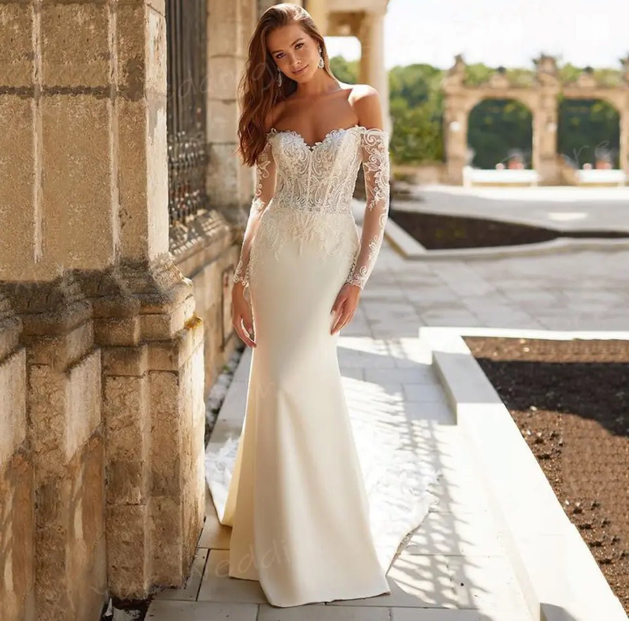 Elegance and Sophistication - The Long Sleeve Corset Bodice Satin Mermaid Wedding Gown - Your Dream Day Bridal