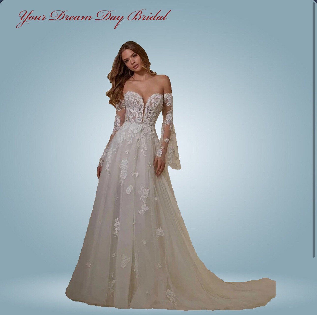 Elegant Boho Lace Two Piece Appliqued Wedding Dress with Detachable Train - Your Dream Day Bridal