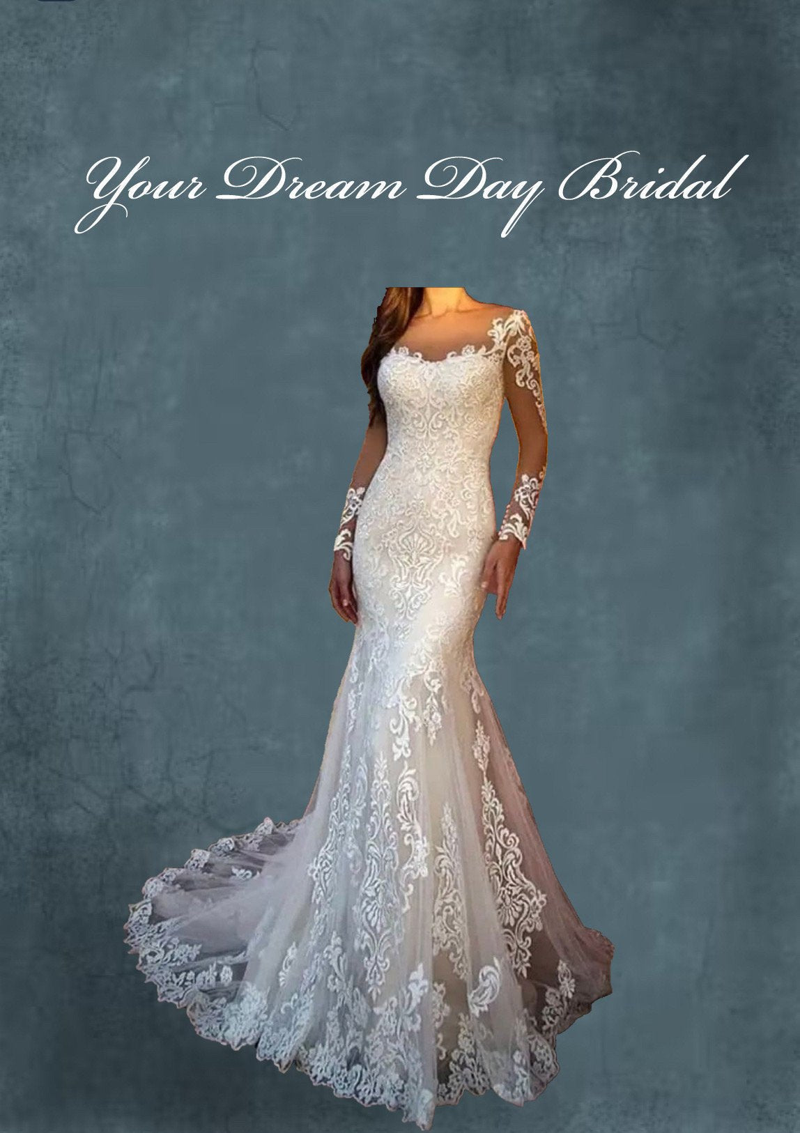 Elegant Long Sleeve Lace & Tulle Mermaid Wedding Gown - Your Dream Day Bridal