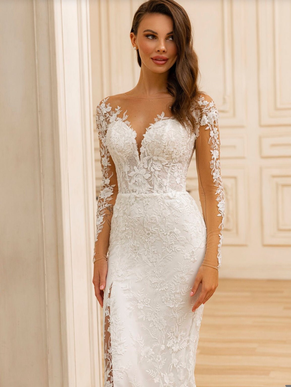 Exquisite Lace Wedding Gown with Peekaboo Leg by Lady Di Bride - Your Dream Day Bridal