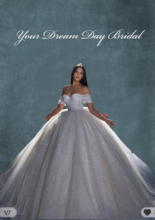 Exquisite Sweetheart Glitter & Tulle Wedding Ball Gown with Court Length Train - Please read details - Your Dream Day Bridal