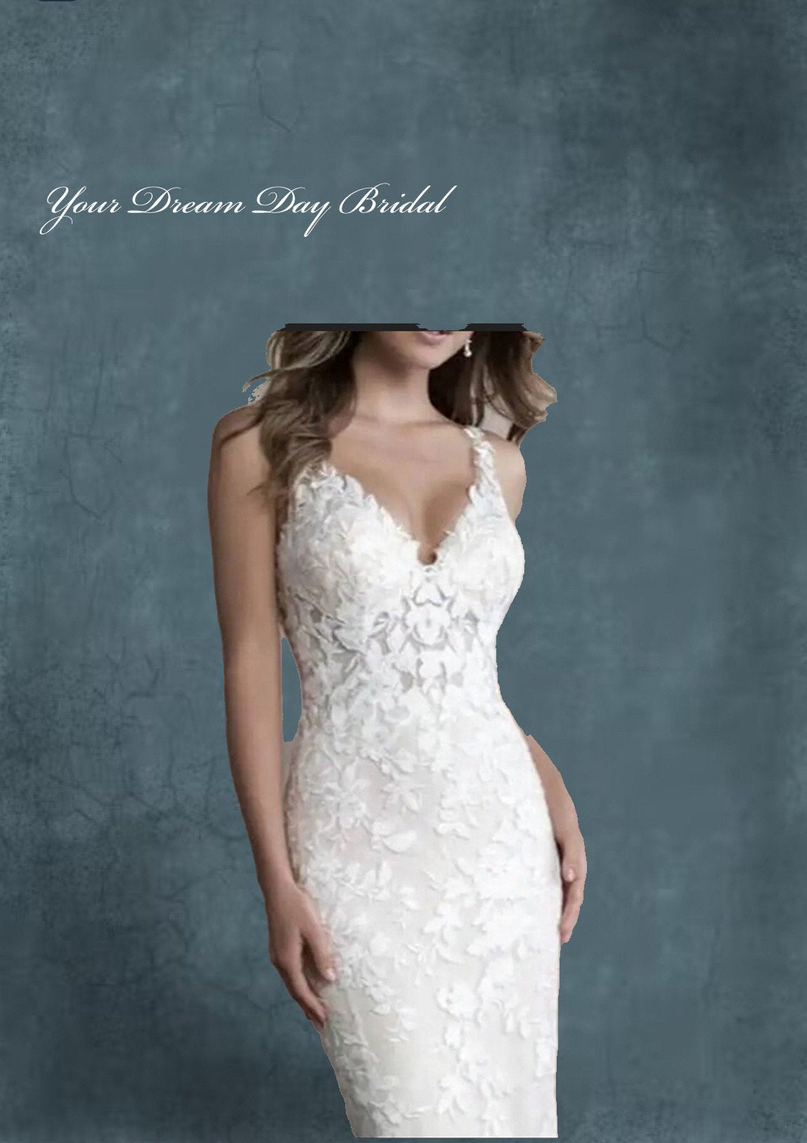 Gorgeous Floral Lace Sheer Bodice V - Neck Backless Sheath Silhouette Wedding Gown - Your Dream Day Bridal