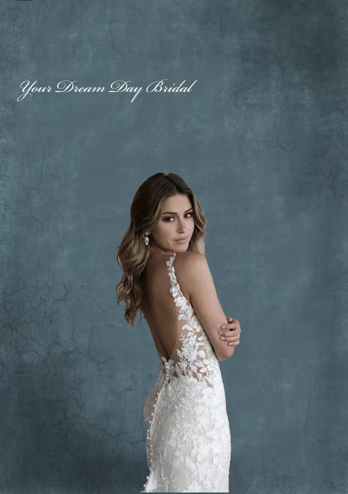 Gorgeous Floral Lace Sheer Bodice V - Neck Backless Sheath Silhouette Wedding Gown - Your Dream Day Bridal