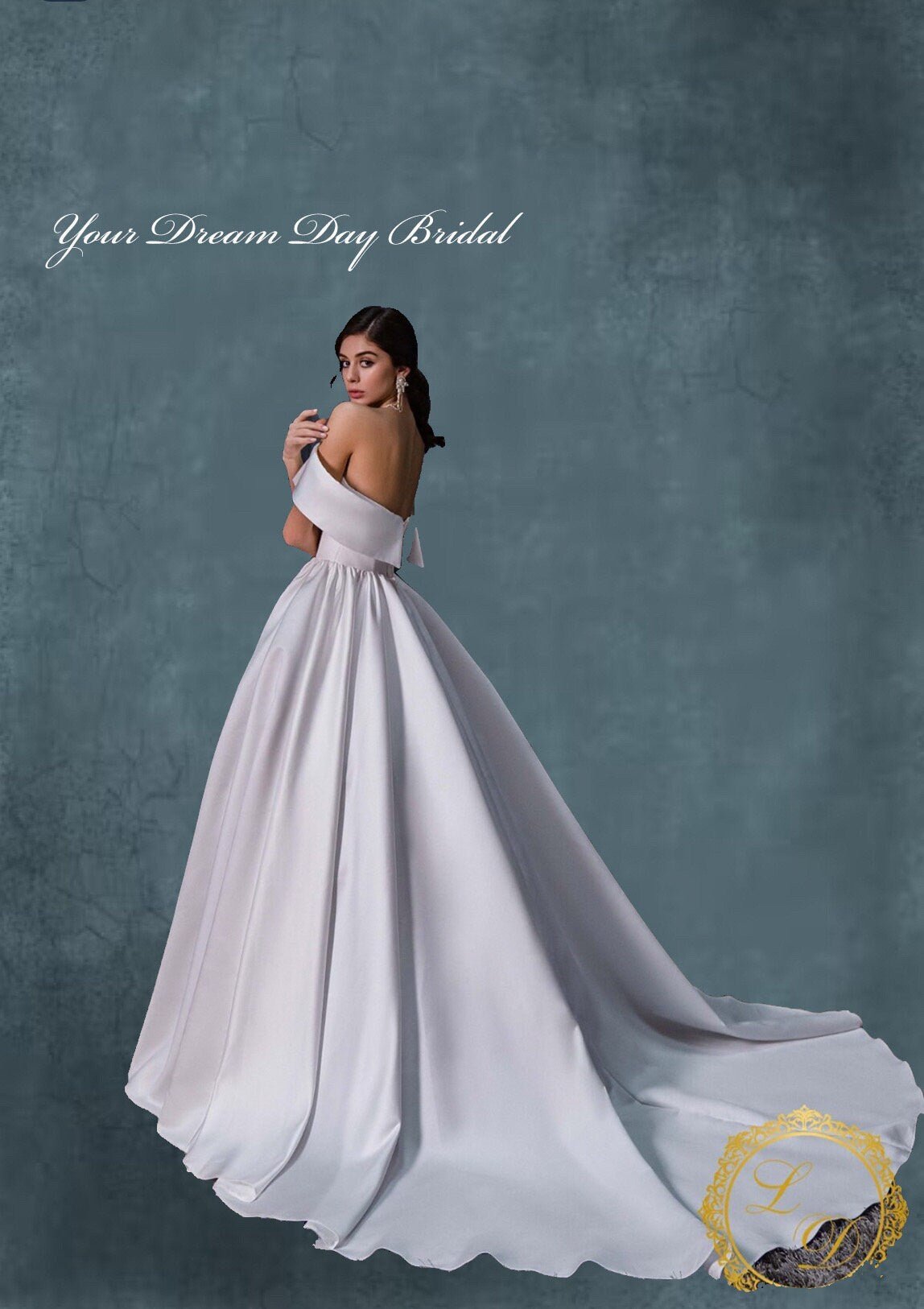 IN STOCK REDUCTION SALE! Introducing the Ultimate Off the Shoulder Satin Wedding Gown: Feel Like Royalty on Your Special Day! - Your Dream Day Bridal