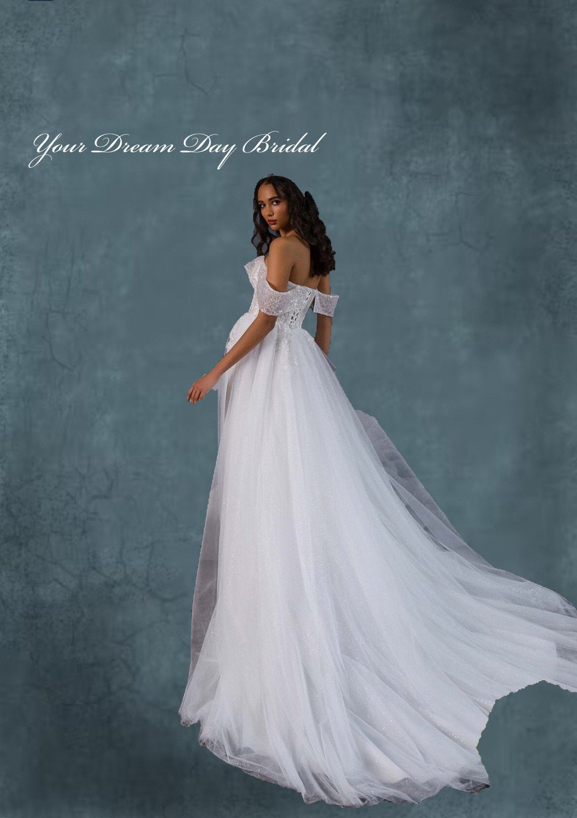 IN STOCK REDUCTION SALE! Look Radiant and Elegant in Our Off the Shoulder Beaded Lace Tulle Wedding Gown - Your Dream Day Bridal