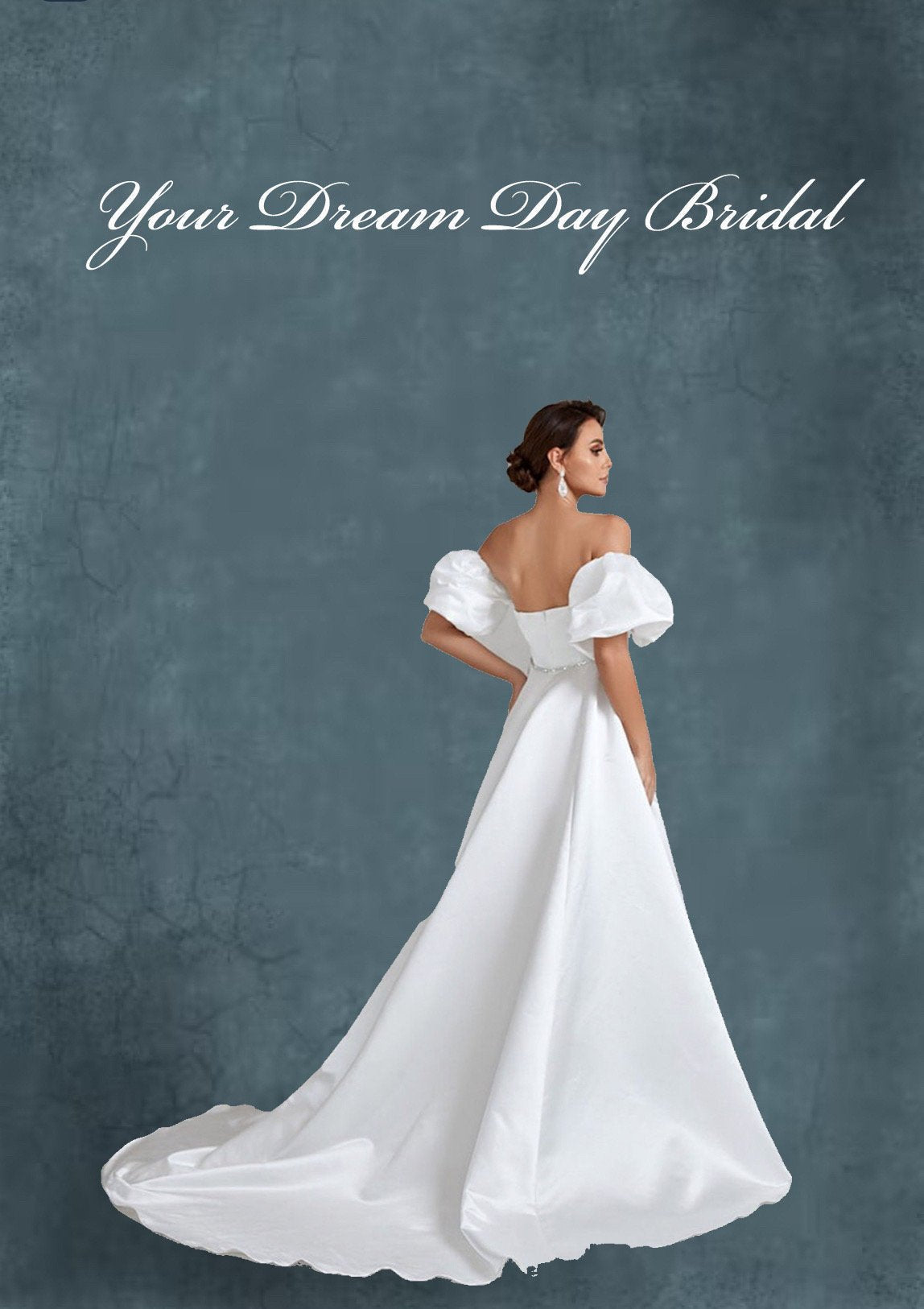 IN STOCK REDUCTION SALE! Say 'I Do' in Style: The Perfect White Satin Puff Sleeve Wedding Gown - Your Dream Day Bridal