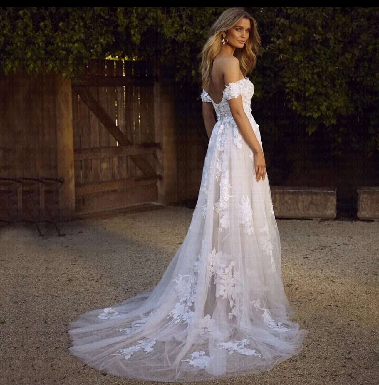 Look Stunning on Your Special Day with Our Off Shoulder Boho Lace A - Line Wedding Gown - Your Dream Day Bridal