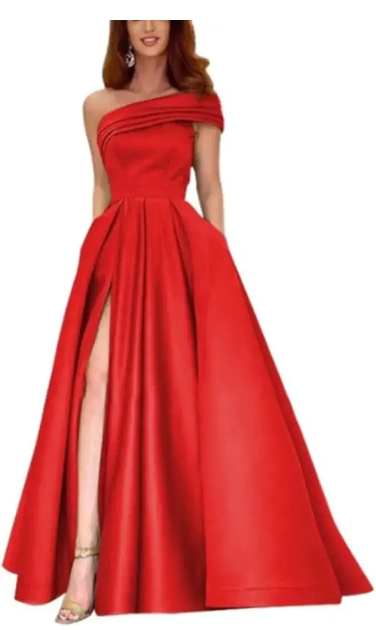 One Shoulder Sexy Slit Bridesmaid Gown - Your Dream Day Bridal