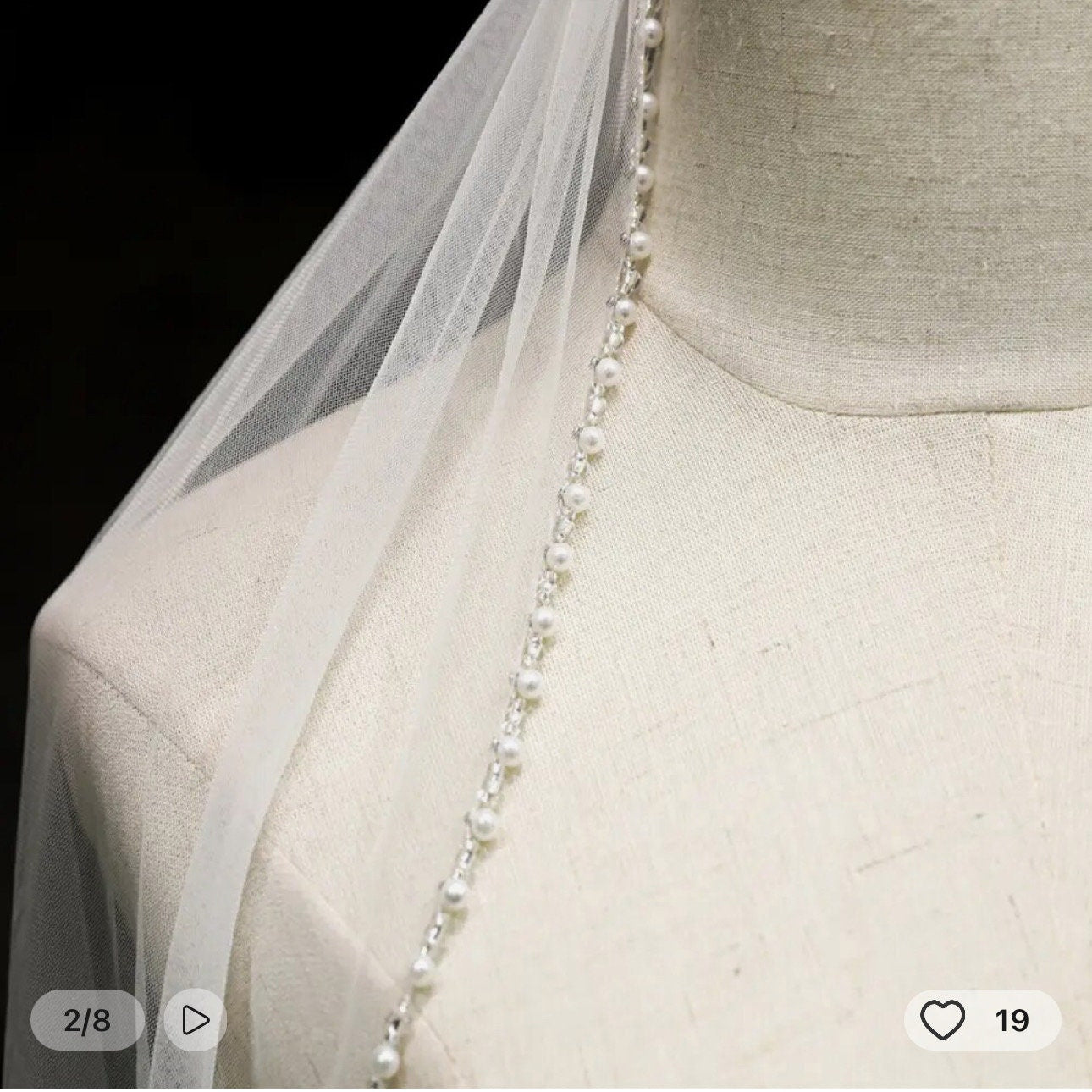 Pearls and Beaded Edge Tulle Bridal Veil - Your Dream Day Bridal