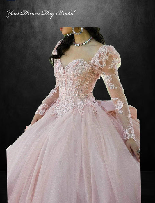 Princess Flower Quinceanera Dress with Tulle Lace Appliques - Your Dream Day Bridal