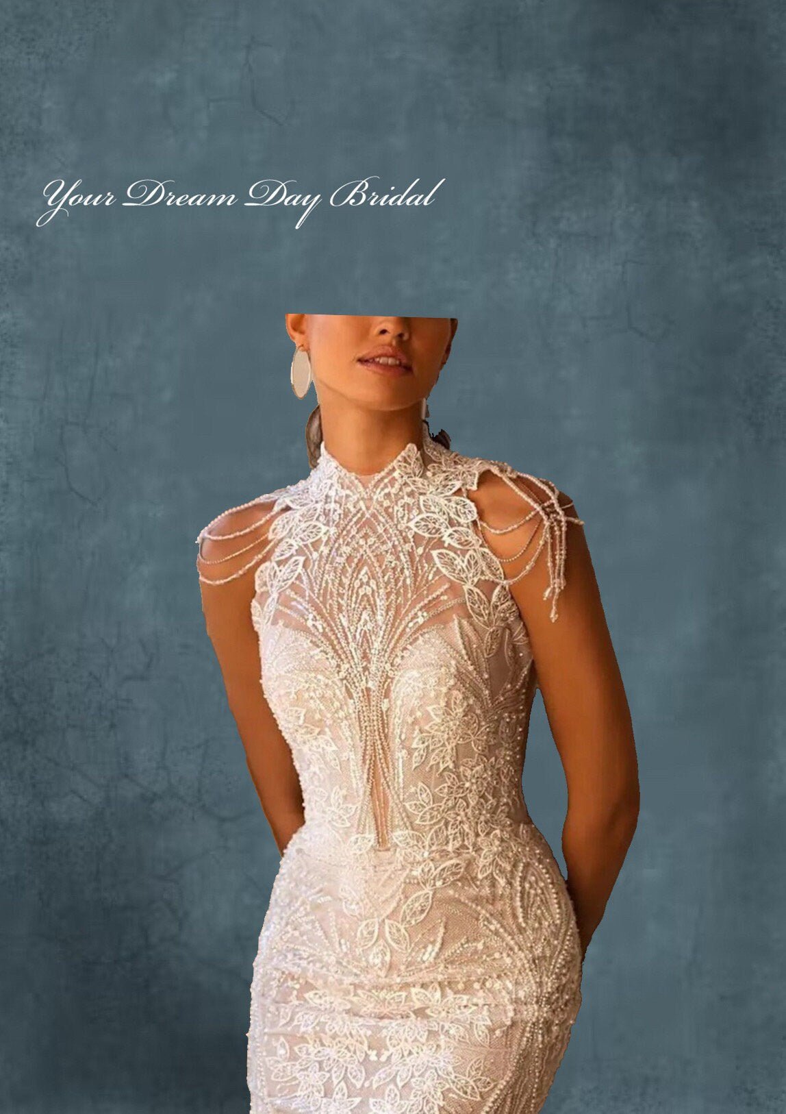 Ruched Tulle Boho Mermaid Wedding Dress with Appliques, Sequins & Beading - Your Dream Day Bridal