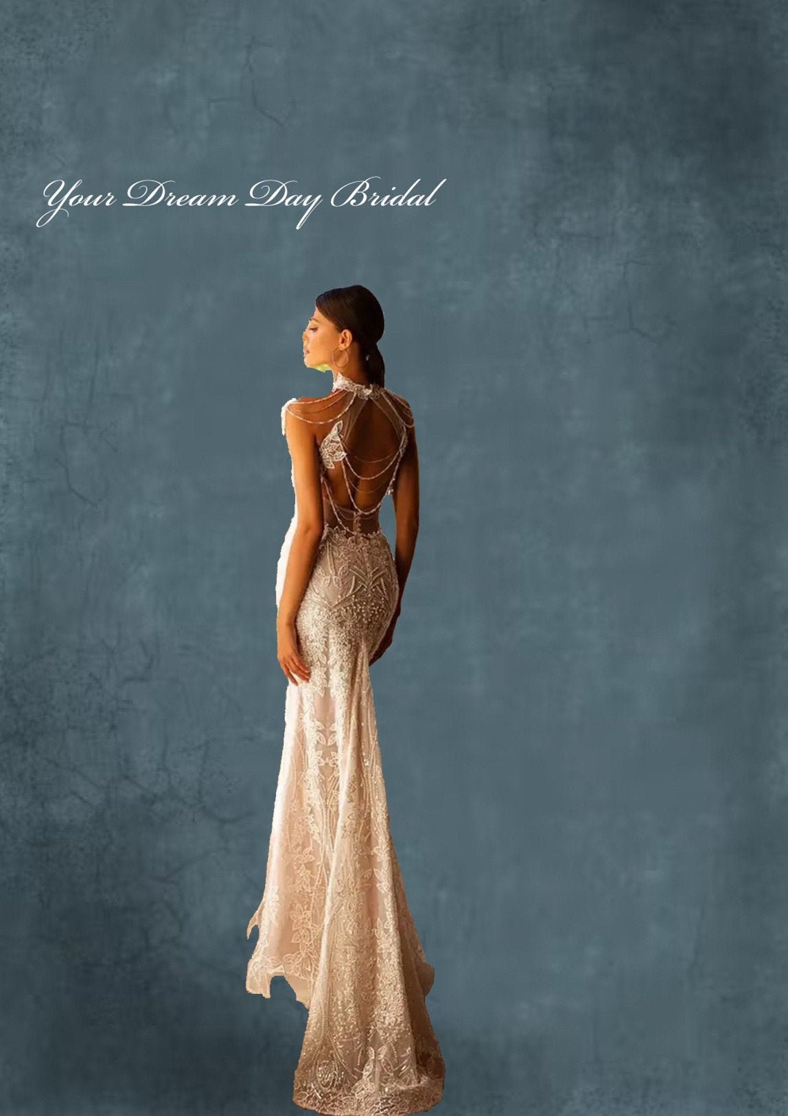 Ruched Tulle Boho Mermaid Wedding Dress with Appliques, Sequins & Beading - Your Dream Day Bridal