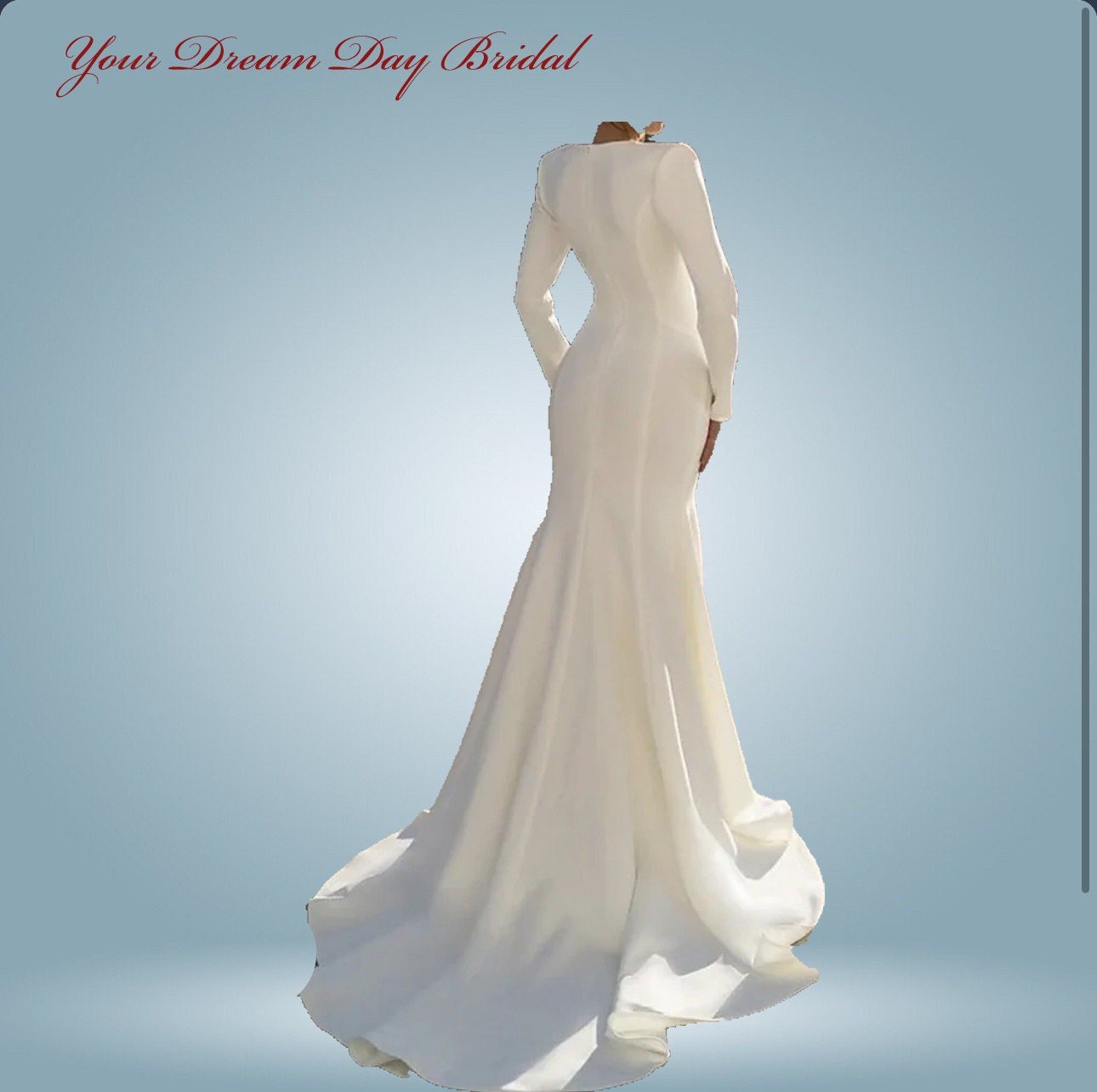 Sophisticated Satin Beaded Deep - V Mermaid Wedding Gown with Sweep/Brush Train - Your Dream Day Bridal