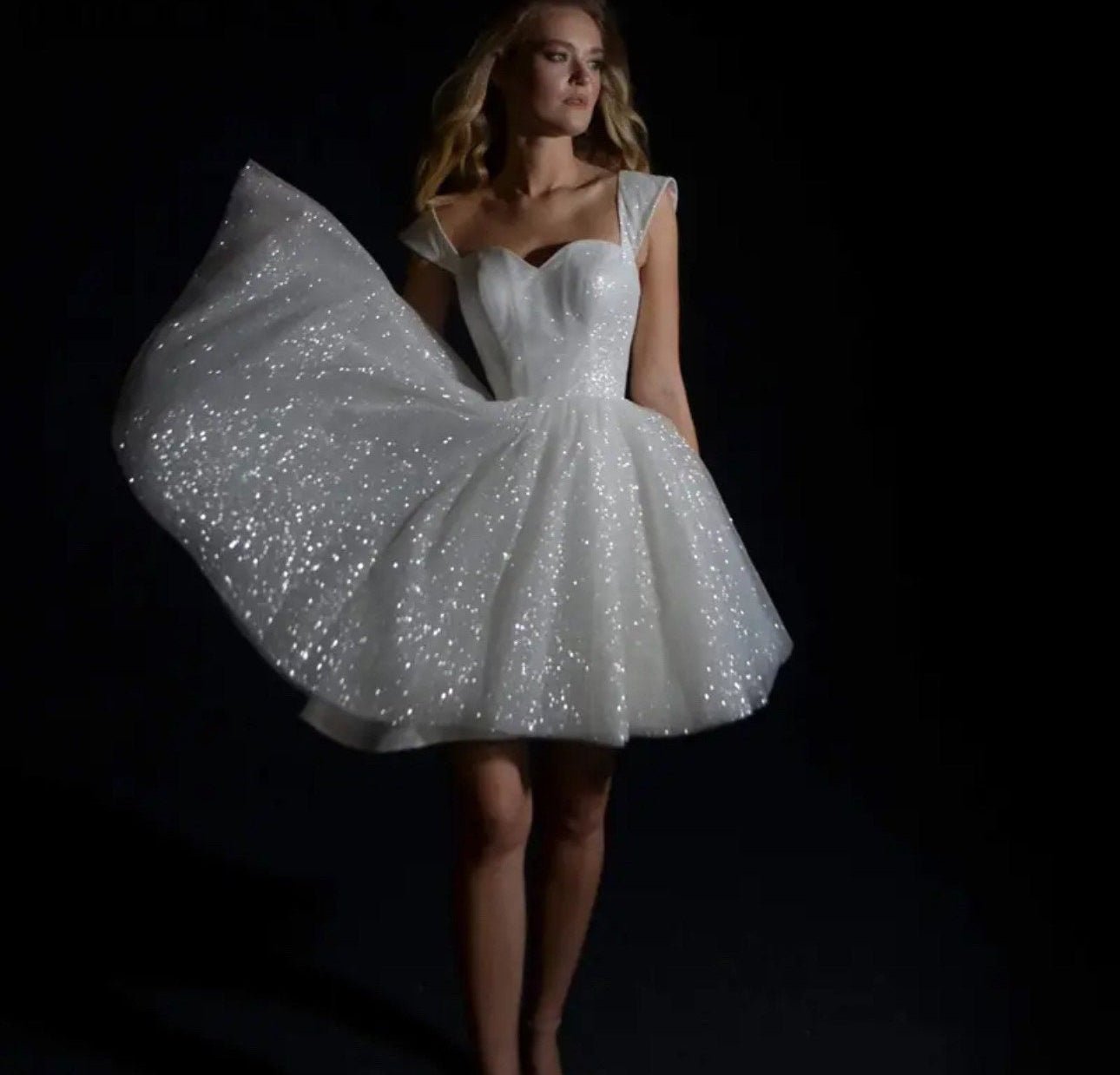 Sparkle on Your Special Day with our Sparkling Tulle Mini Wedding/Elopement Dress! - Your Dream Day Bridal