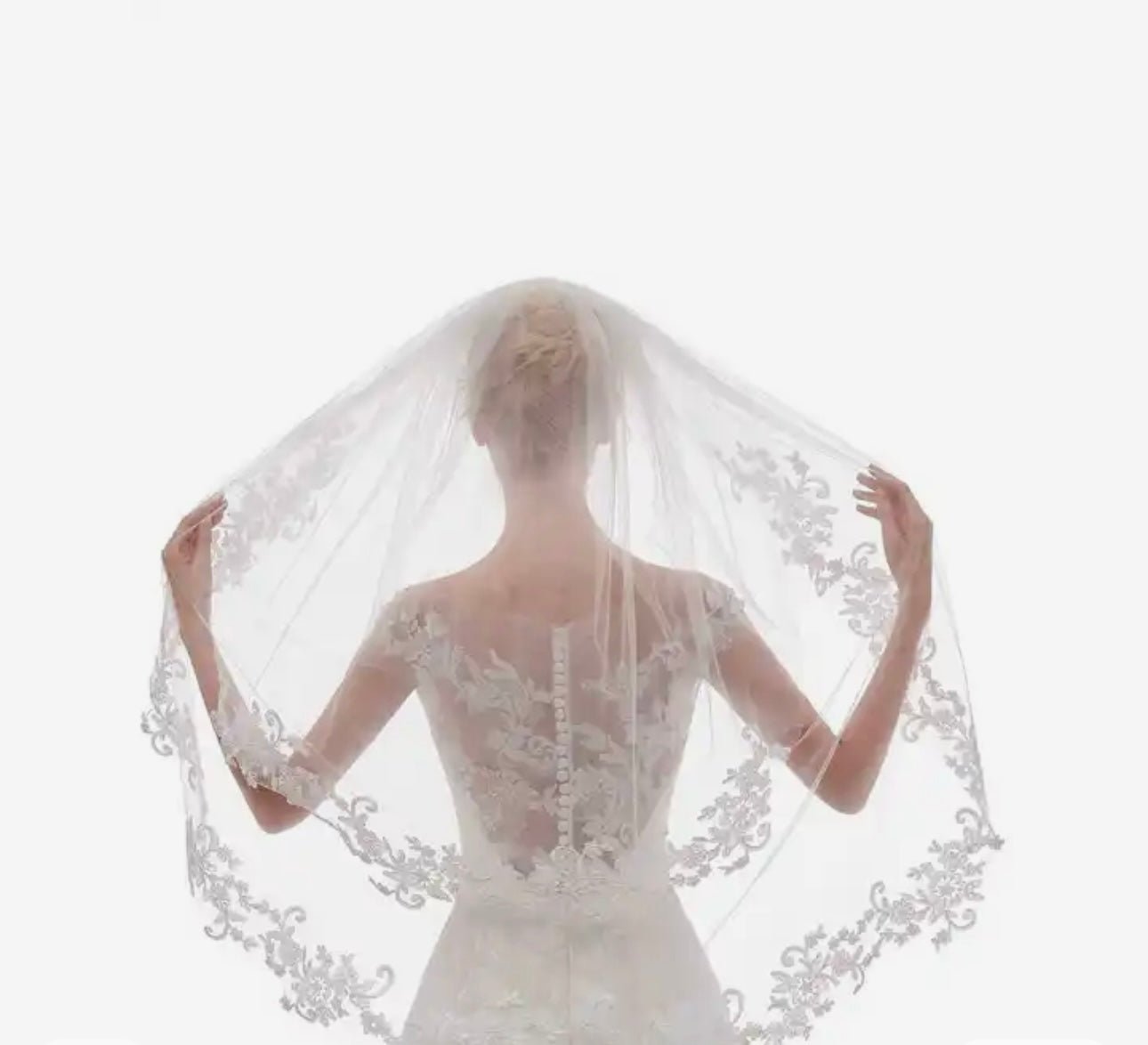 Two Tier Fingertip Length Lace Bridal Veil - Your Dream Day Bridal