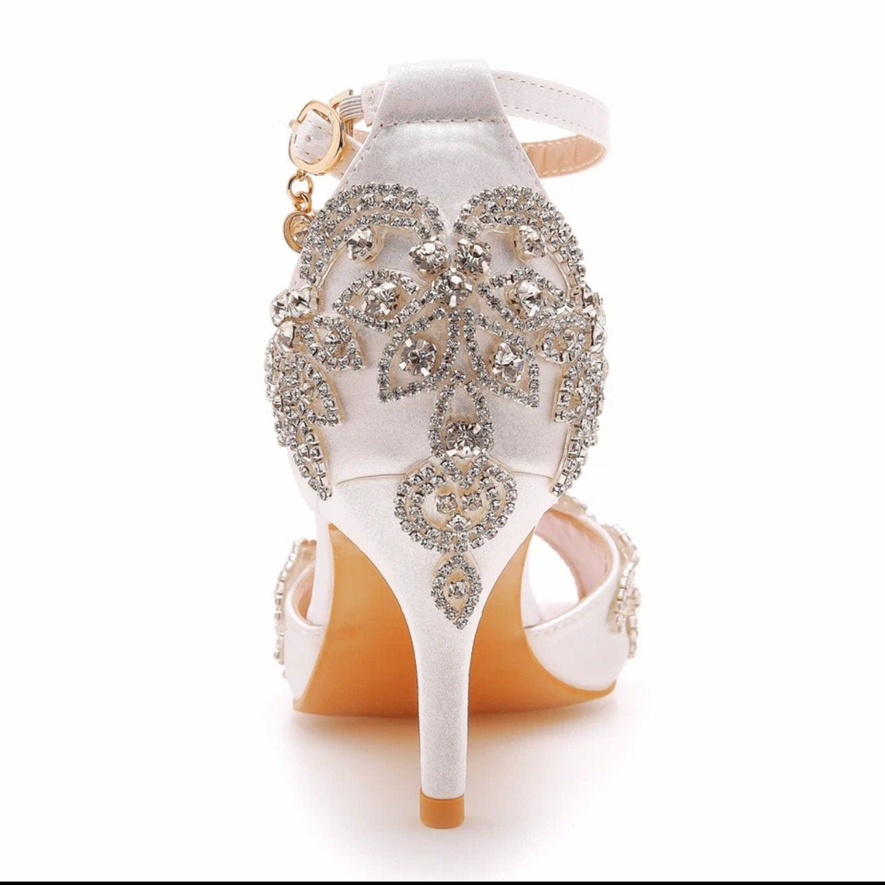 White Silk Bead Embellished Bridal Shoe with 2.75” Heel - Your Dream Day Bridal